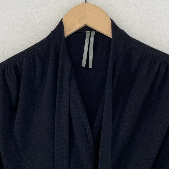 ANTHROPOLOGIE Sweater 2XS Surplice Sleeveless Shirred Tie Neck Rayon Blend Black - Picture 5 of 11